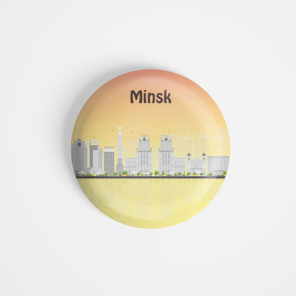 dhcrafts Round Fridge Magnet Multicolour Places Minsk Capital Of Belarus Glossy Finish Design Pack of 1 (58 mm)